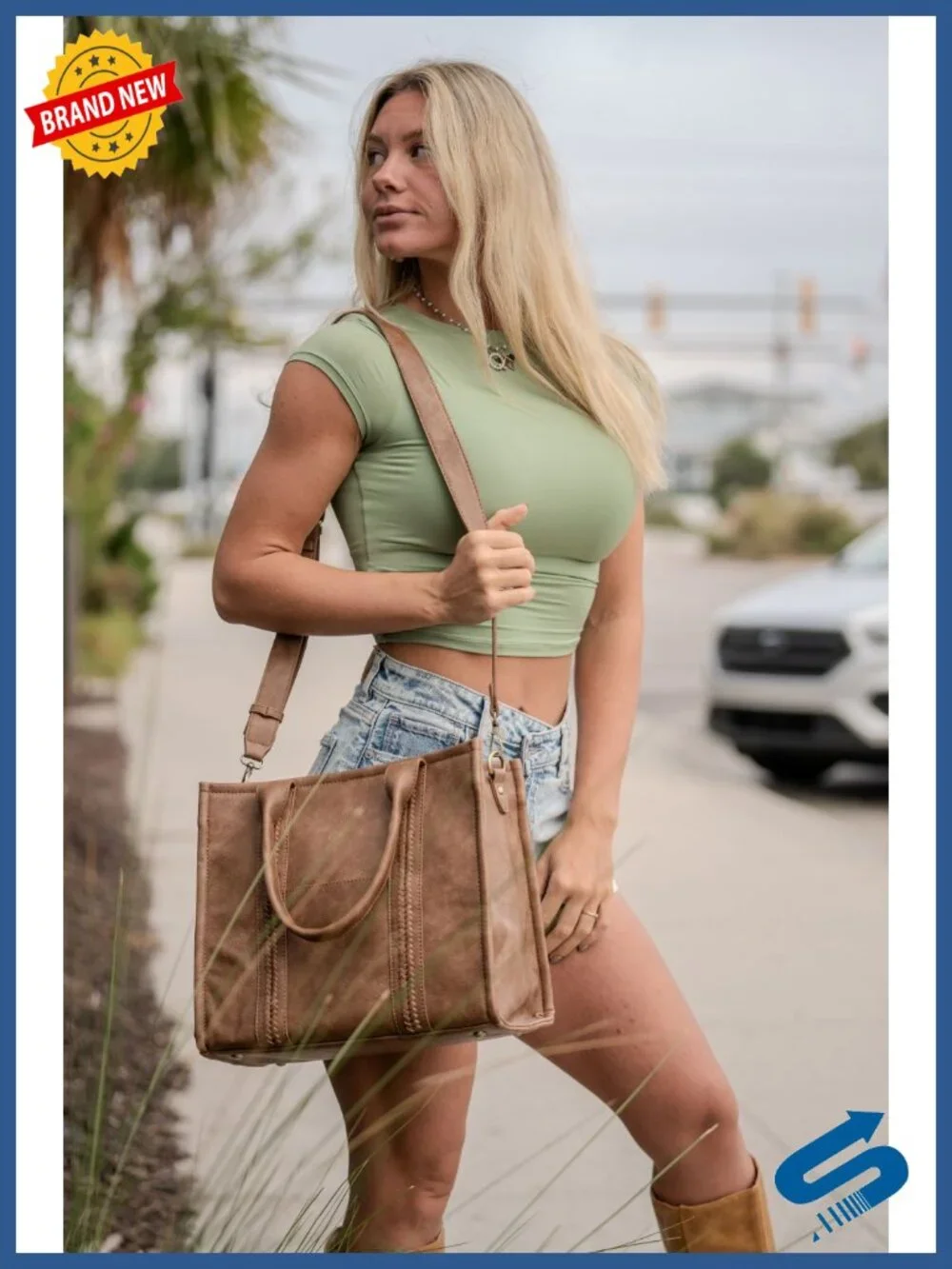Faux Leather Tote Bag with Hidden Pocket and Crossbody Strap for Women